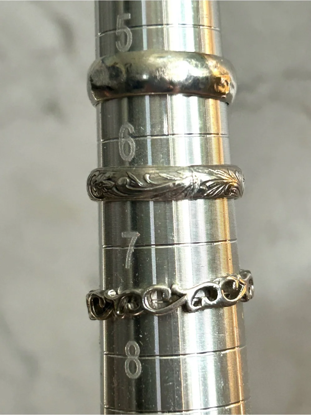 Sterling Silver Mixed Ring Set - Polished & Textured Silver Women's Rings